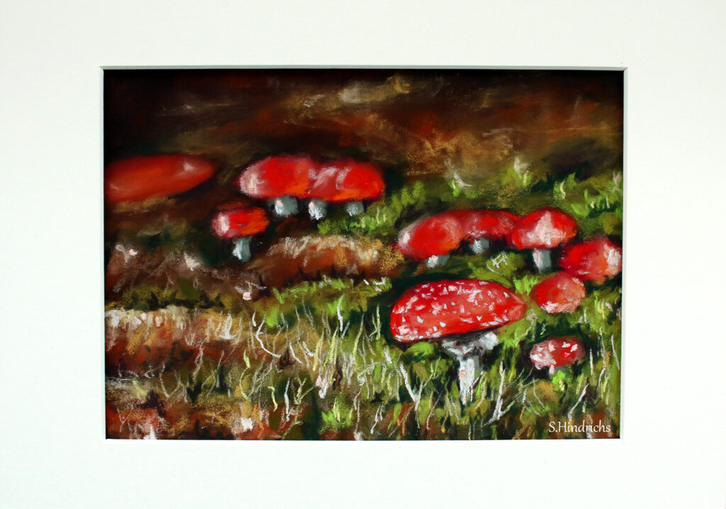 Fliegenpilze Pastellkreide