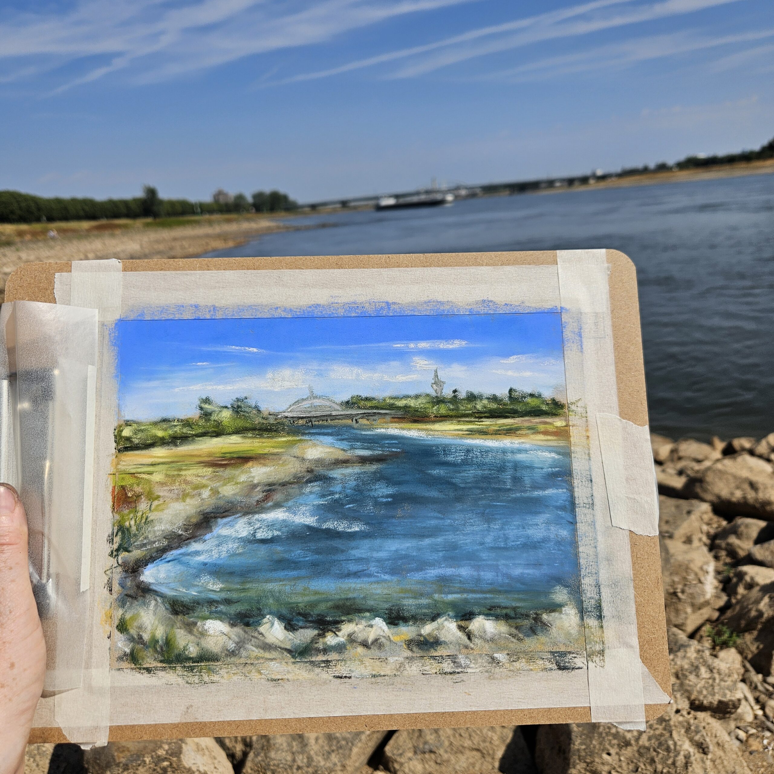 Mehr über den Artikel erfahren Plein Air am Rhein – Landschaftsmalerei in Neuss